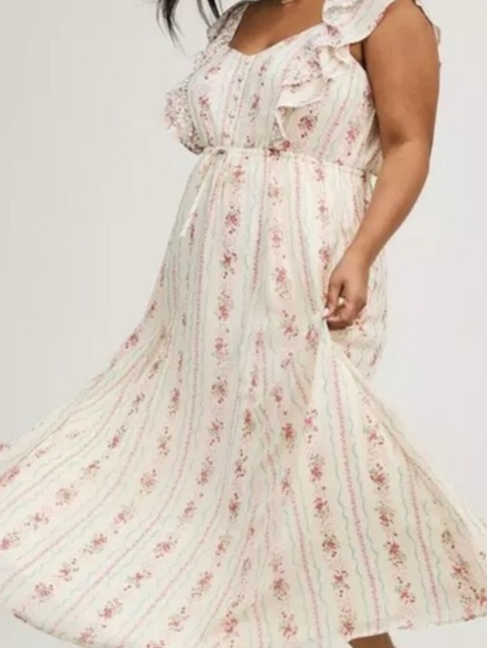 NWT TORRID antoinette Maxi Ruffle Chiffon Cottagecore Floral Prairie Dress 3 - Picture 2 of 10